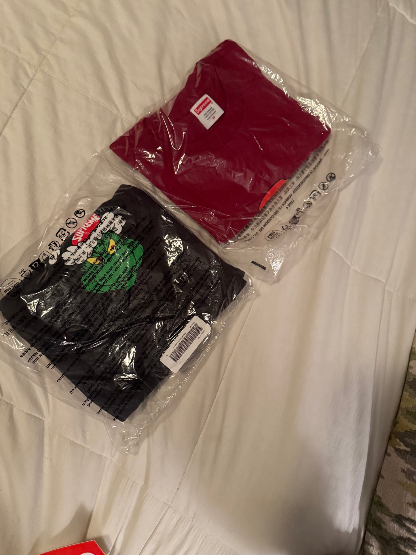 Supreme Grinch Tees. Sz L(black)and (burgundy)Medium.