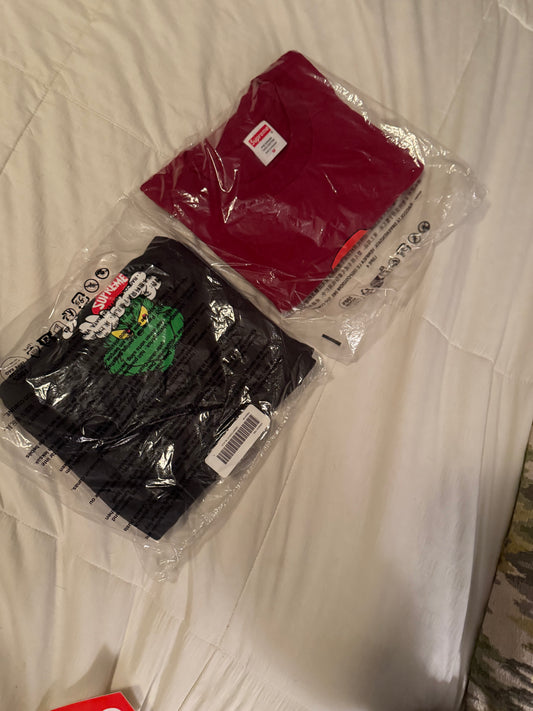 Supreme Grinch Tees. Sz L(black)and (burgundy)Medium.